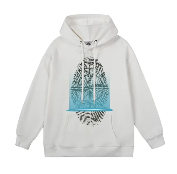 Design Fingerprint Graphic White Hoodie - 1