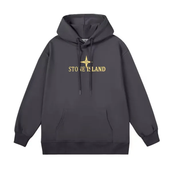 Stone Island Logo Hoodie Dark Gray - 1