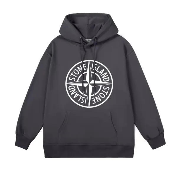Stone Island Compass Logo Hoodie Gray - 1