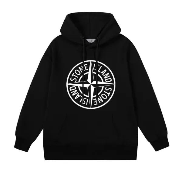 Stone Island Compass Logo Hoodie Black - 1