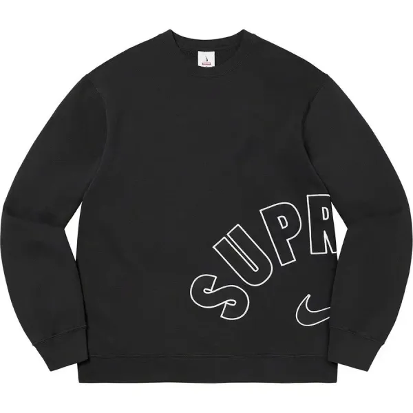 Supreme x Nike Outline Logo Crewneck Black Sweatshirt - 1
