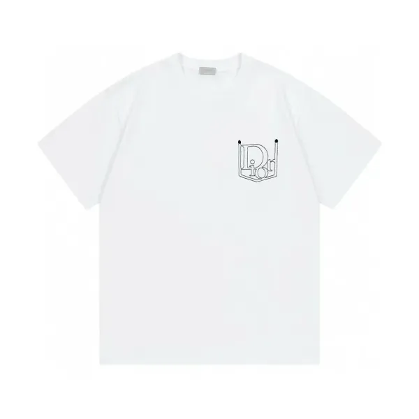 Dior CD Logo Outline T-Shirt White - 1