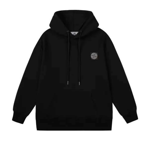Stone Island Compass Logo Hoodie Black - 1