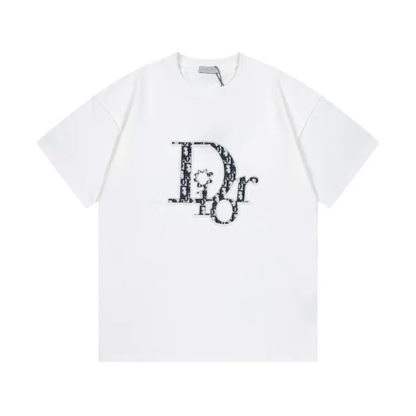 Dior Oblique Logo Appliqué White T-Shirt - 1