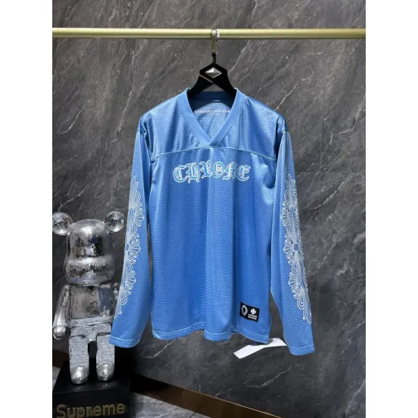 Chrome Hearts x NFL-Style Mesh Jersey Blue Long-Sleeve Top - 1
