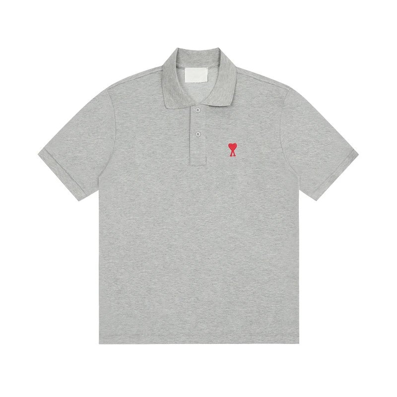 Ami Paris Classic Polo Shirt Gray Pink Beige Green Blue Black Minimalist
