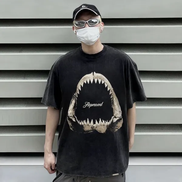 Represent Shark Mouth Graphic Black T-Shirt - 1