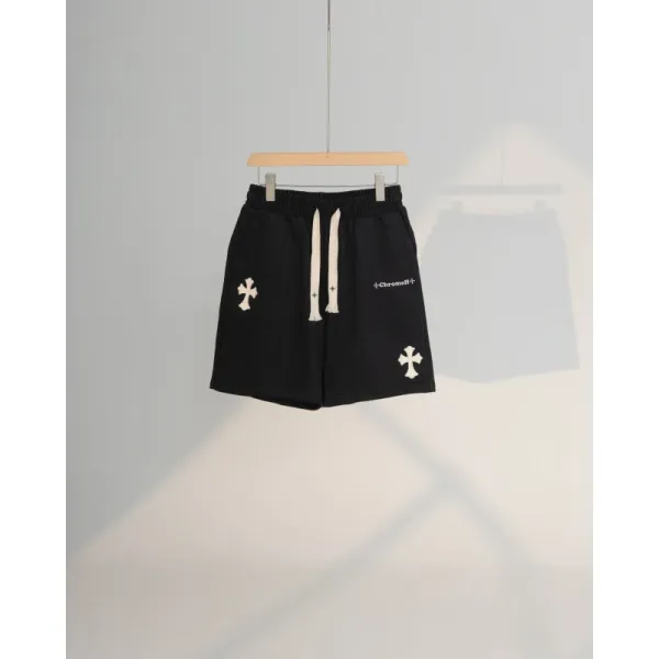 Chrome Hearts Cross Embroidered Black Sweat Shorts - 1