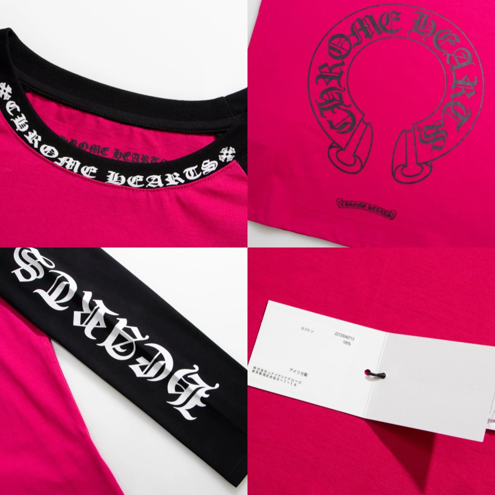 Chrome Hearts Long Sleeve T-Shirt Gray with Pink Logo - 17