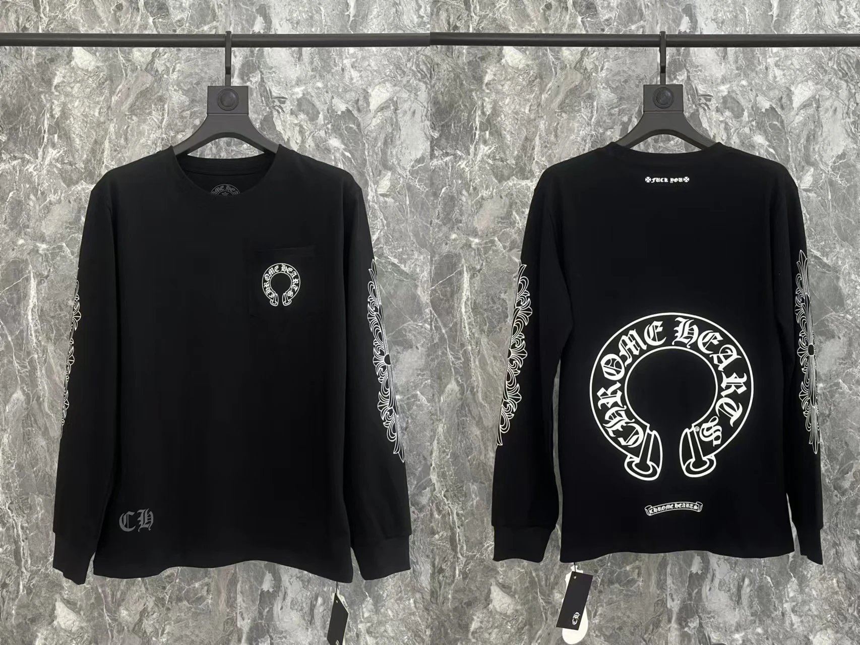 Chrome Hearts Long Sleeve T-Shirt Gray with Pink Logo - 26