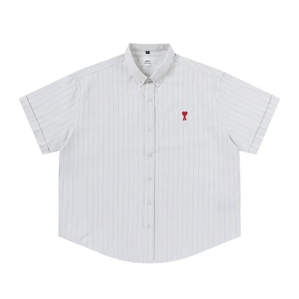 GRA Striped Short-Sleeve Shirt Black and White - 5