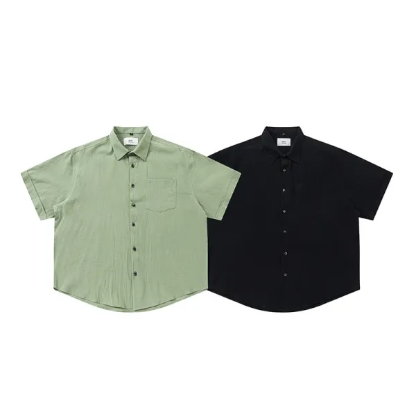 GRA Striped Short-Sleeve Shirt Black and White - 6