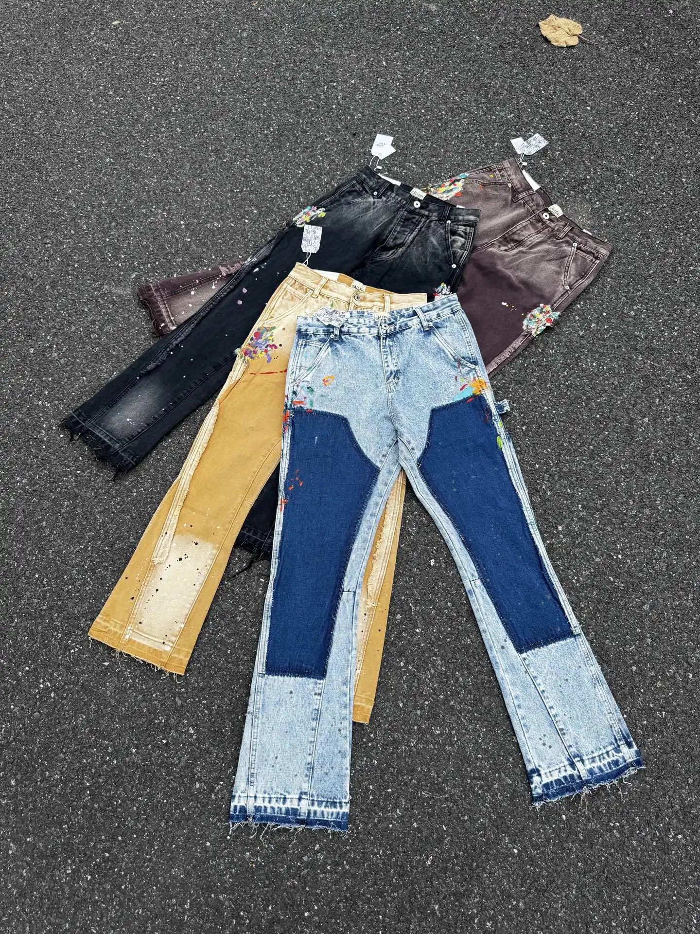 Splatter-Painted Denim Flared Jeans photo 7