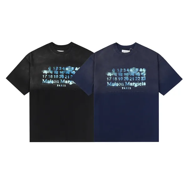 Maison Margiela Tabi Numeric Print T-Shirt Black and Navy - 1
