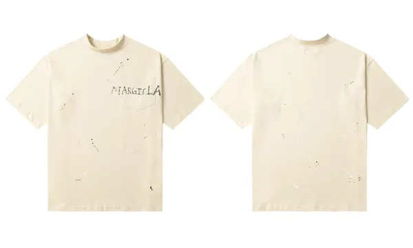 Maison Margiela Paint-Splatter Pocket T-Shirt Beige - 1