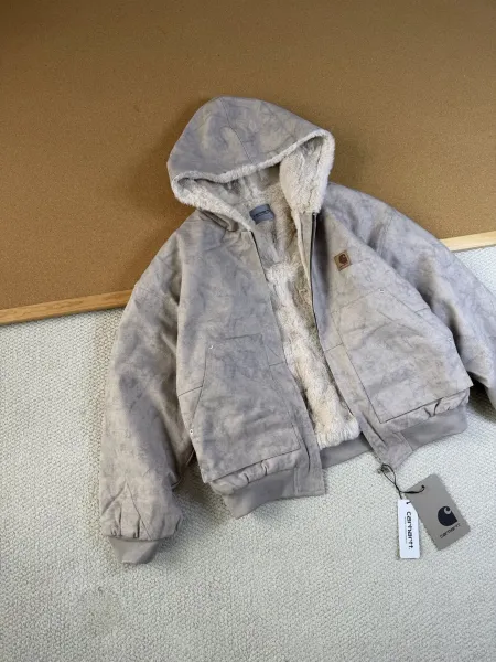 Carhartt WIP Acid Wash Fleece-Lined Hooded Jacket Gray - 1