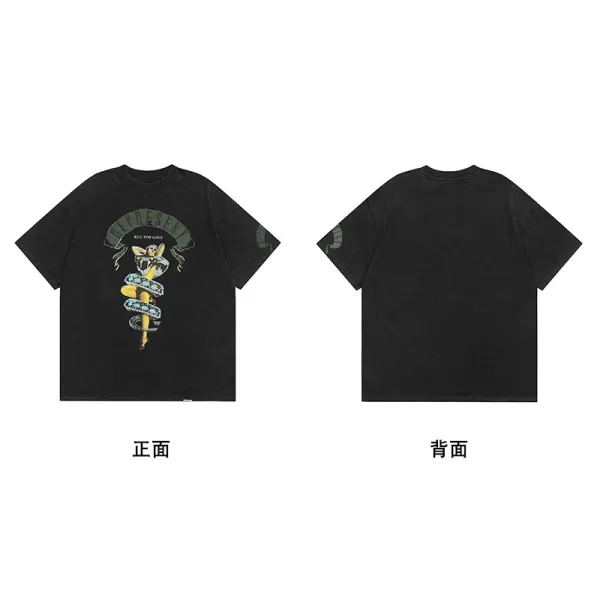 Design Graphic Print Black Oversized T-Shirt - 1