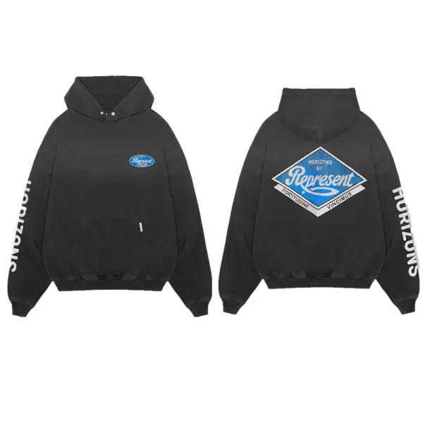 Represent x Horizons By Vincimus Distressed Black Hoodie - 1