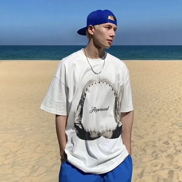 Represent Shark Mouth Graphic T-Shirt White - 1