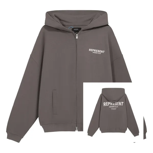 Represent Owners' Club Zip-Up Hoodie Gray - 1