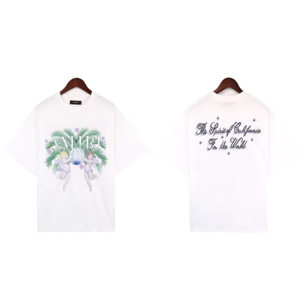 Amiri Angel Palm Print White T-Shirt - 1