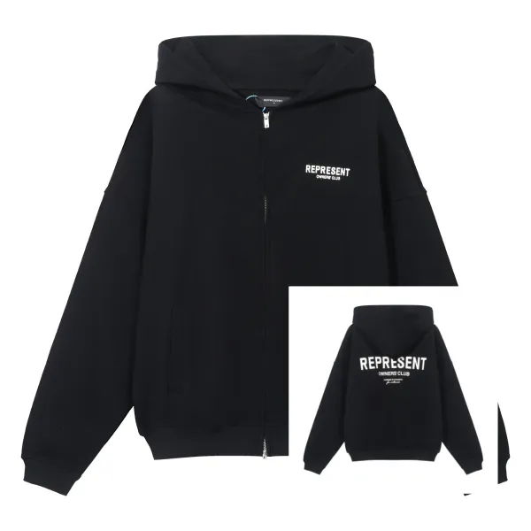 Represent Owners Club Zip-Up Hoodie Black - 1