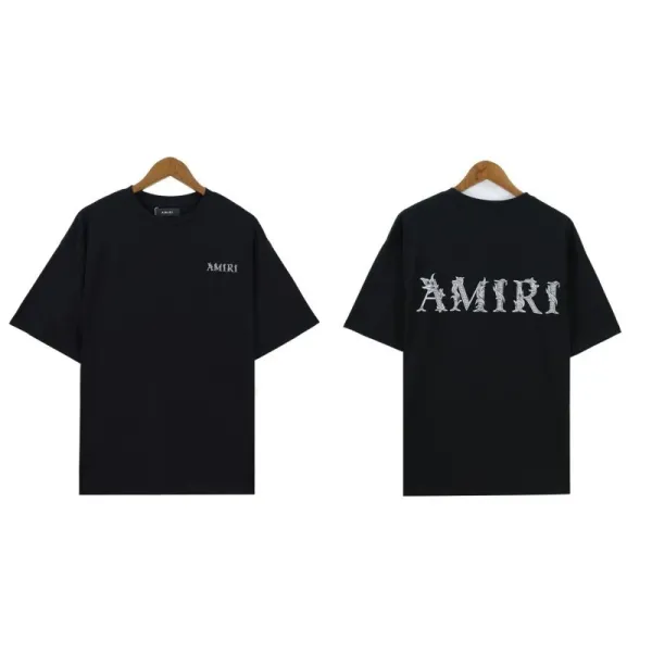 Amiri Logo Embroidered Black T-Shirt - 1