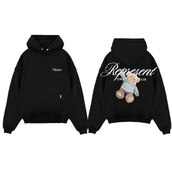 Represent Club Teddy Bear Graphic Hoodie Black - 1