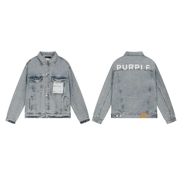 Purple x Unknown Denim Jacket with Sparkle Wash Light Blue Denim-Jacket - 1