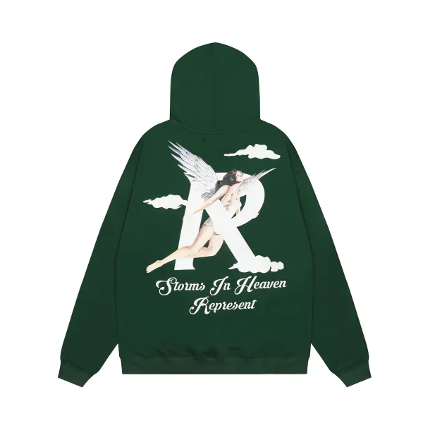 Represent Storms In Heaven Angel Hoodie Army Green - 1