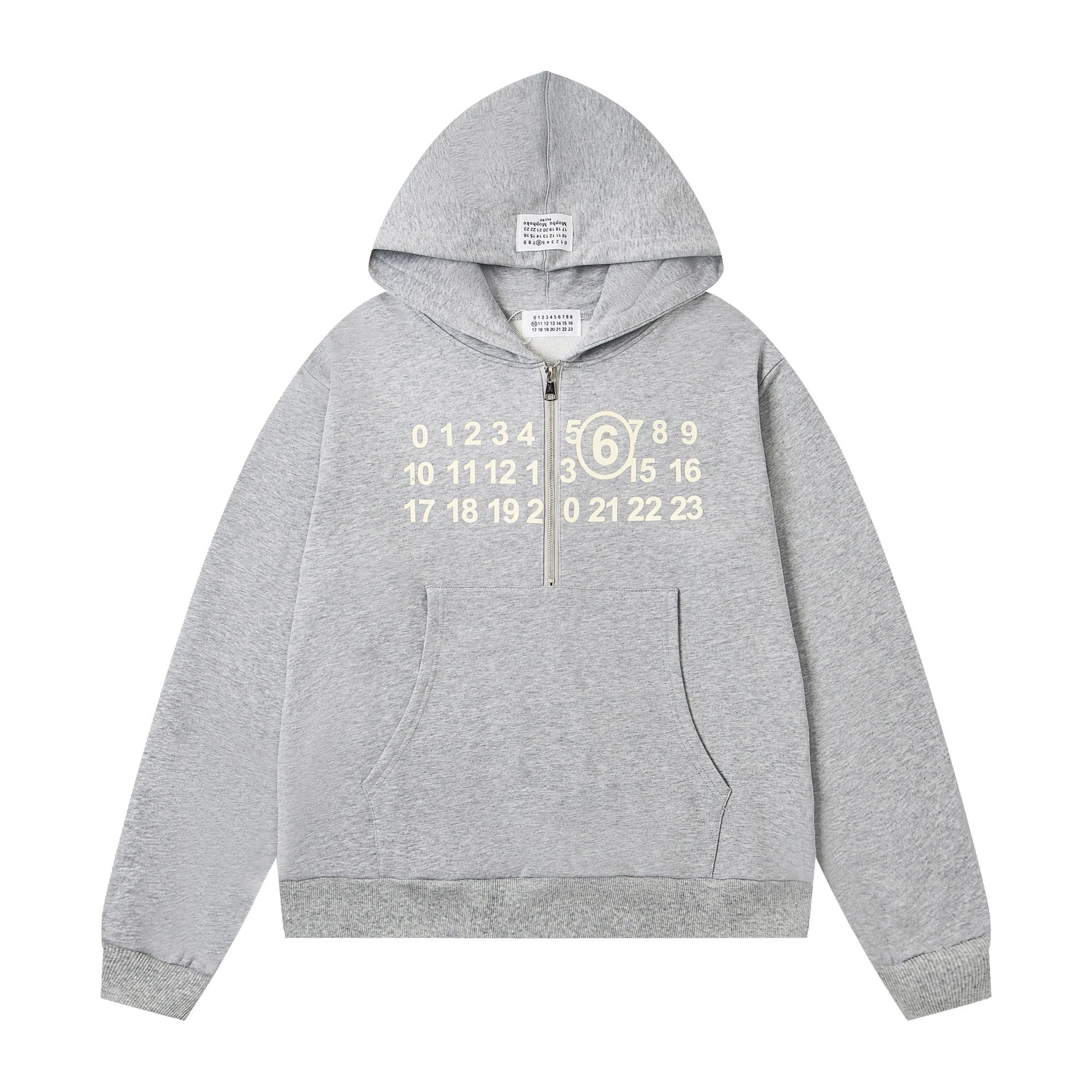 Maison Margiela Hoodies & Sweatshirts Numeric Logo Hoodie — FED-M36 Grey