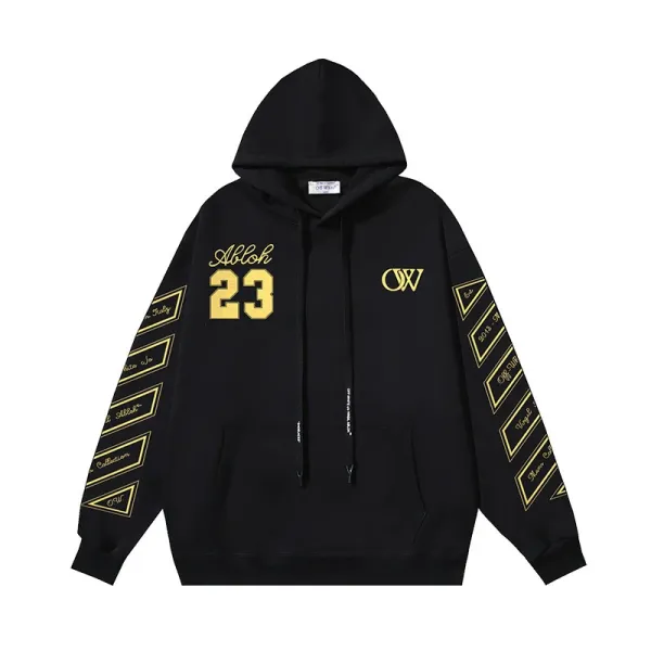 Off-White Abloh 23 Gold-Print Hoodie Black - 1