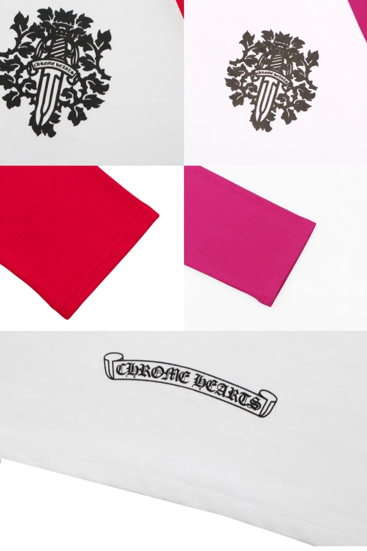 Chrome Hearts Long Sleeve T-Shirt Gray with Pink Logo - 6