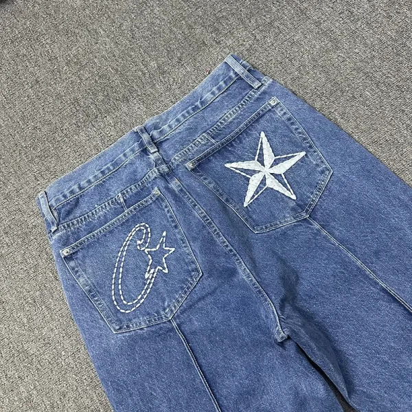 Chrome Hearts x Levi's Star Embroidered Straight-Leg Jeans Blue - 33
