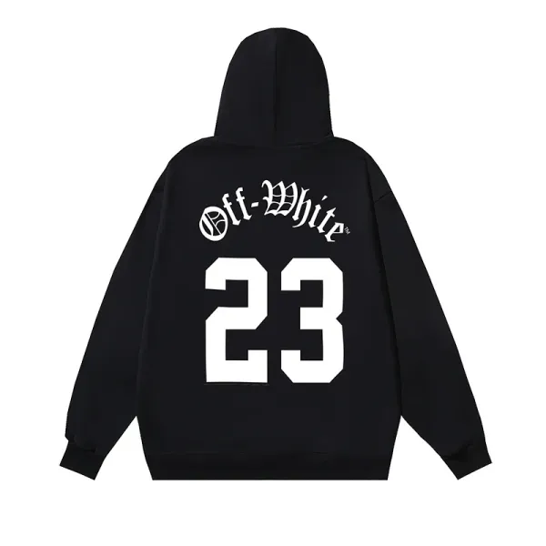 Off-White 23 Number Back Print Hoodie Black - 1