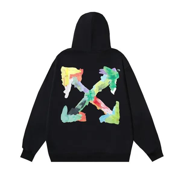 Off-White Painted Arrow Hoodie Black - 1
