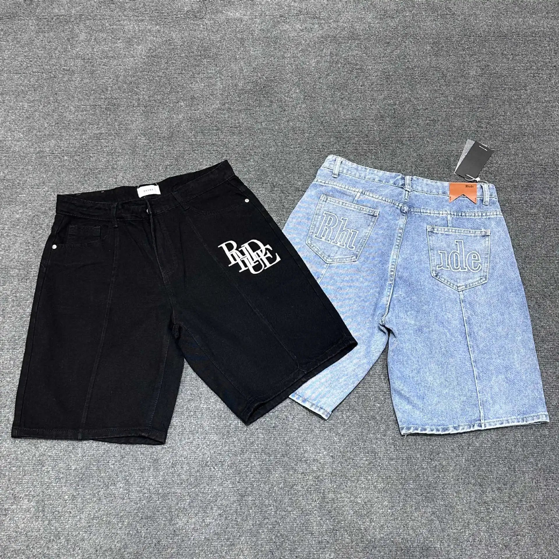 Embroidered Denim Shorts High Street Casual Bermuda Shorts for Men and Women