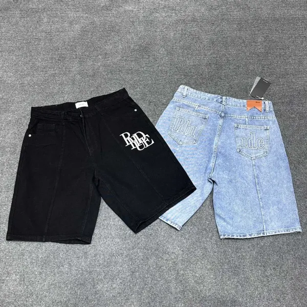 Denim Tears Logo-Embroidered Light Wash Denim Shorts - 3