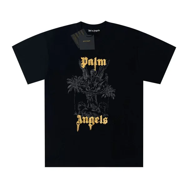 Palm Angels Angelic Palm Tree Graphic T-Shirt Black - 1