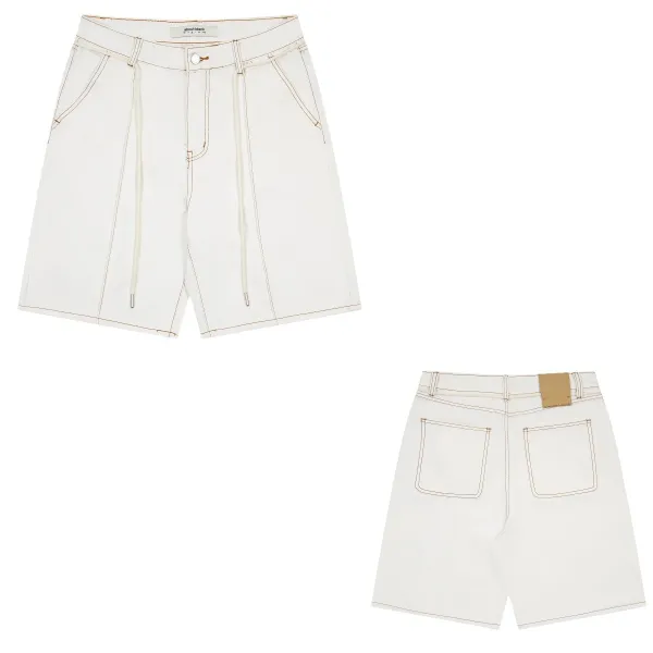 About:Blank Drawstring Waist Shorts White - 1