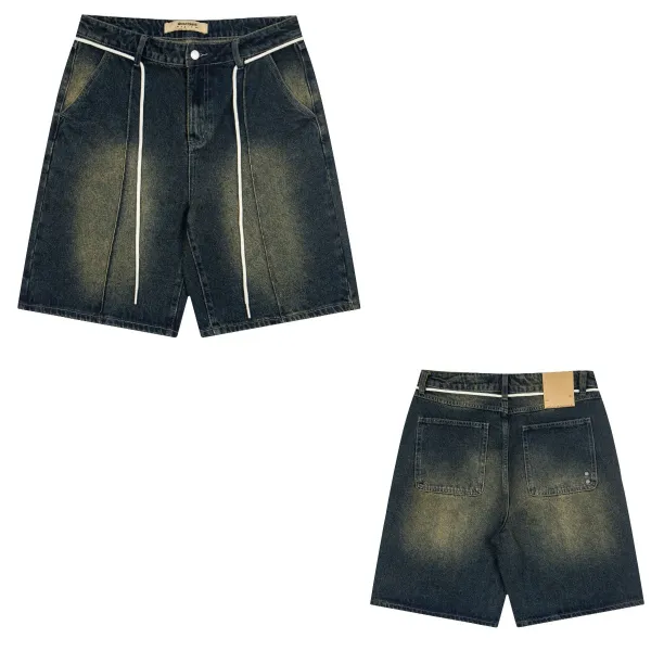 About:Blank Drawstring Waist Denim Shorts Dark Wash - 1