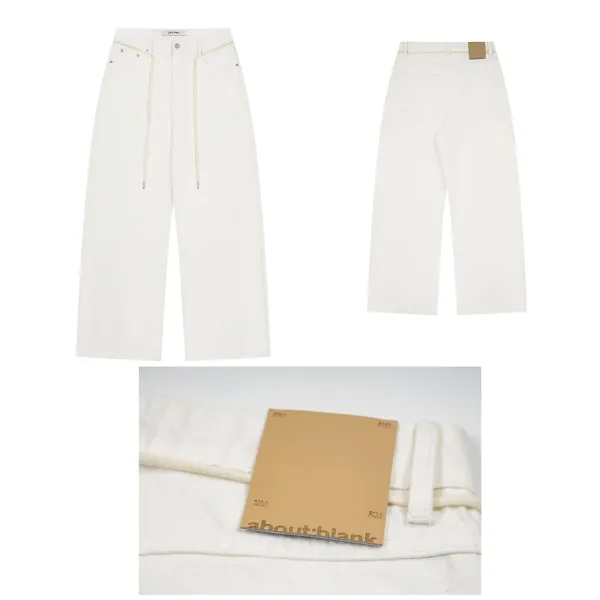 About:Blank Wide-Leg Drawstring Waist White Jeans - 1