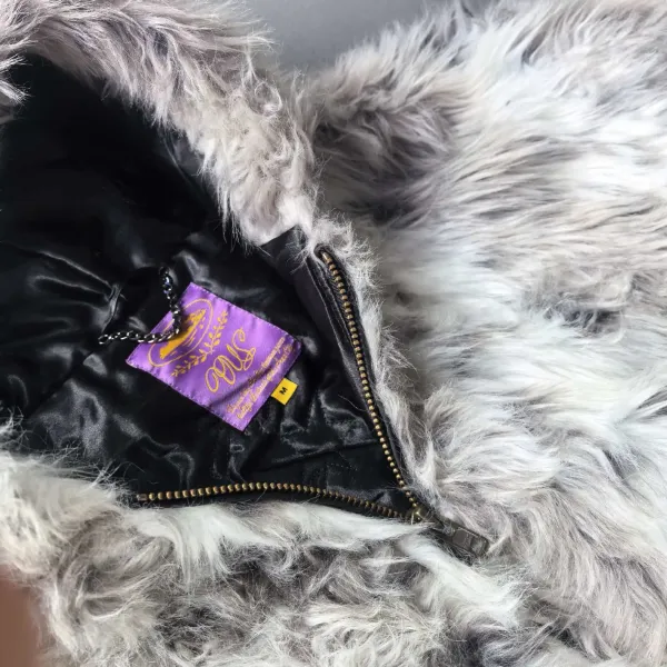 Faux Fur Hooded Jacket Gray Multicolor Outerwear - 5