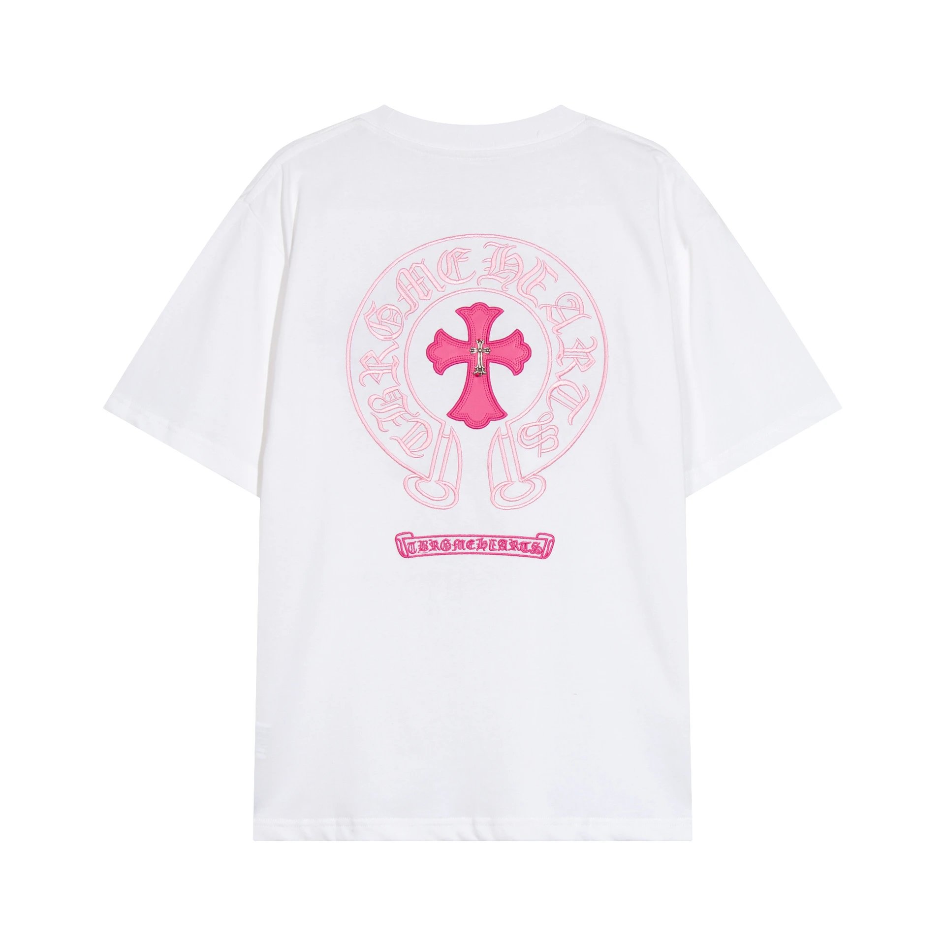 Chrome Hearts Pink Horseshoe Logo T-shirt White