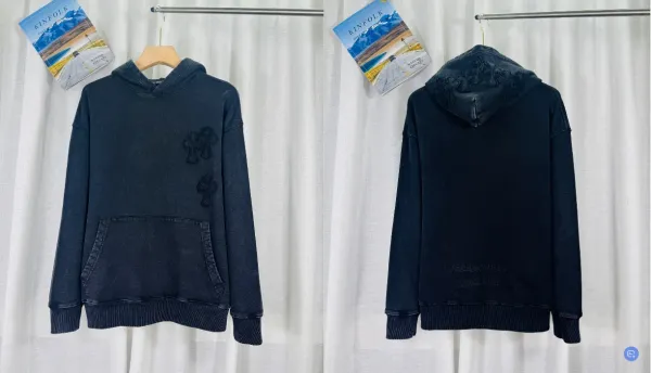 Chrome Hearts Denim Wash Hoodie Navy - 1