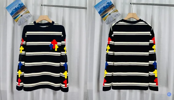 Chrome Hearts x Unknown Brand Striped Cross-Embroidered Sweater - 1