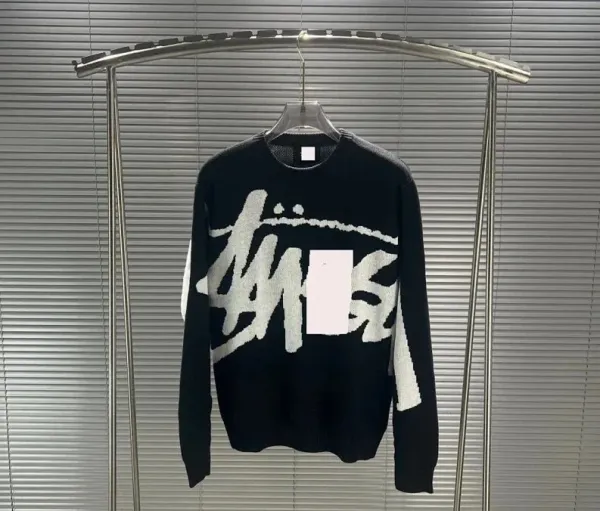 Stüssy Logo Knit Sweater Black - 1