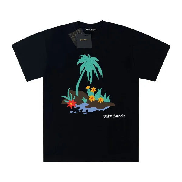 Palm Angels Tropical Palm Print Black T-Shirt - 1