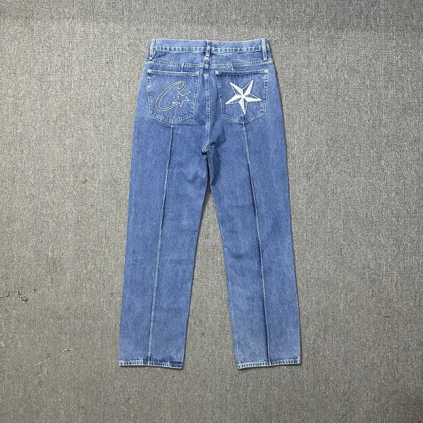 Chrome Hearts x Levi's Star Embroidered Straight-Leg Jeans Blue - 1