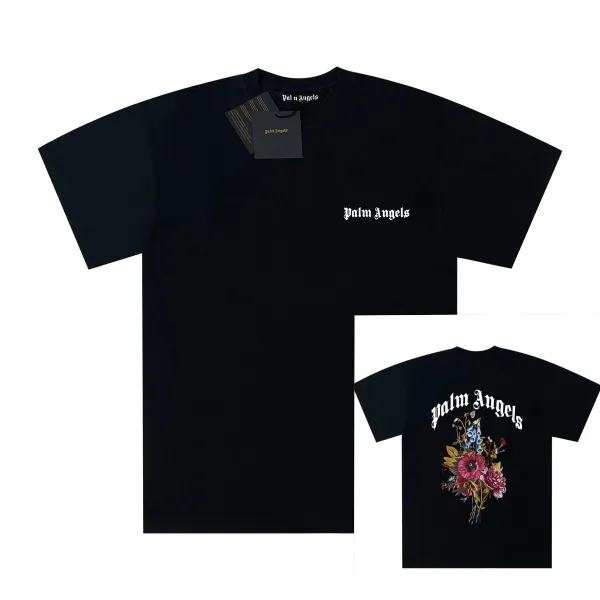 Palm Angels Floral Print T-Shirt Black - 1